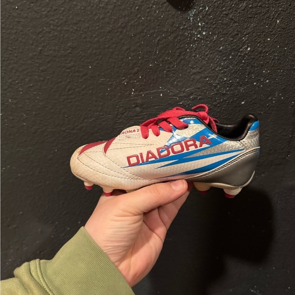 Kids Diadora Pink Blue Verona 2 Soccer Cleats Size 10 - Picture 3 of 8